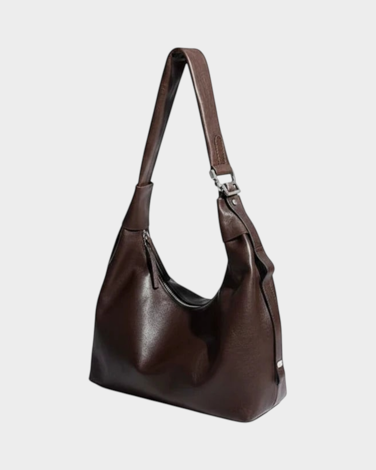 SIEVRA Drift slouchy brown shoulder bag made from a cowhide and leather blend with a comfortable wide strap