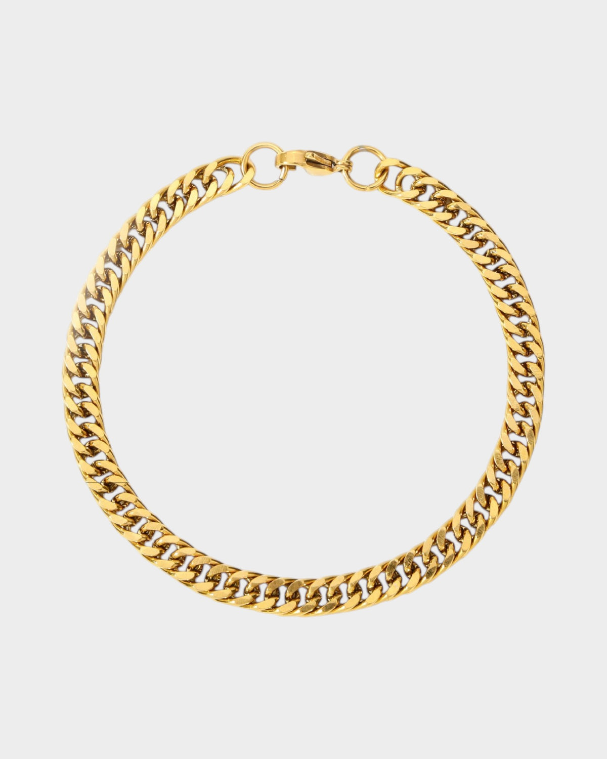 SIEVRA Flint Cuban bracelet in gold-tone stainless steel, front view showing the curb chain link design