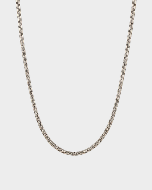 SIEVRA polished silver titanium steel bead chain necklace with rounded links